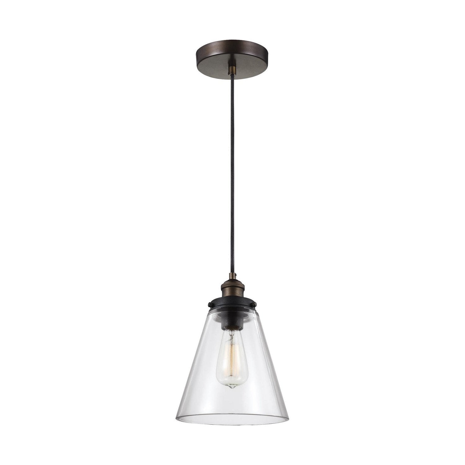 Visual Comfort Studio - P1347PAGB/DWZ - One Light Pendant - Baskin - Painted Aged Brass / Dark Weathered Zinc