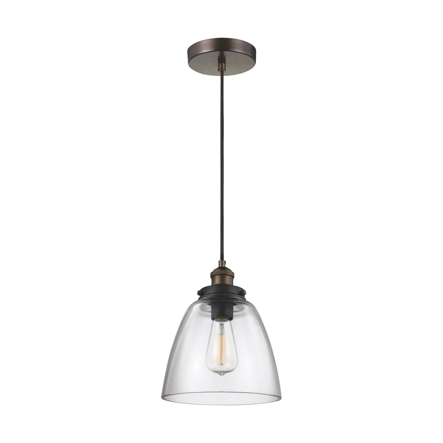 Visual Comfort Studio - P1349PAGB/DWZ - One Light Pendant - Baskin - Painted Aged Brass / Dark Weathered Zinc
