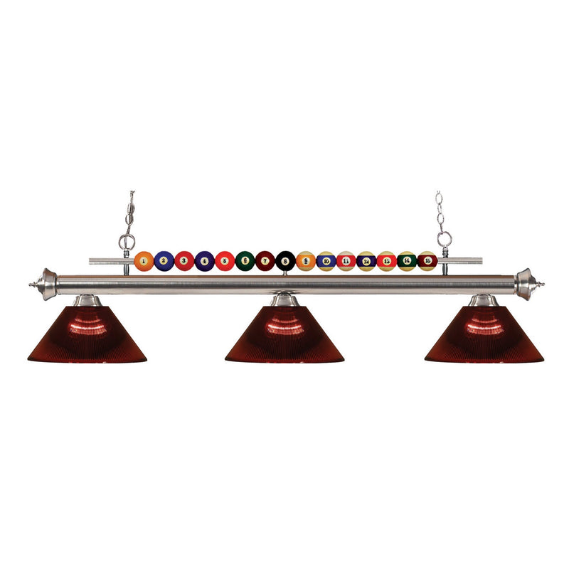 Z-Lite - 170BN-ARBG - Three Light Billiard - Shark - Brushed Nickel