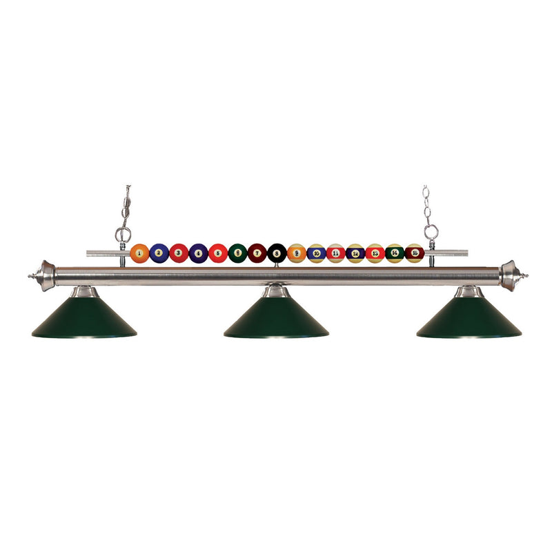 Z-Lite - 170BN-MDG - Three Light Billiard - Shark - Brushed Nickel