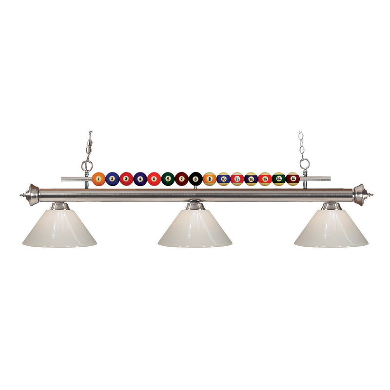 Z-Lite - 170BN-PWH - Three Light Billiard - Shark - Brushed Nickel