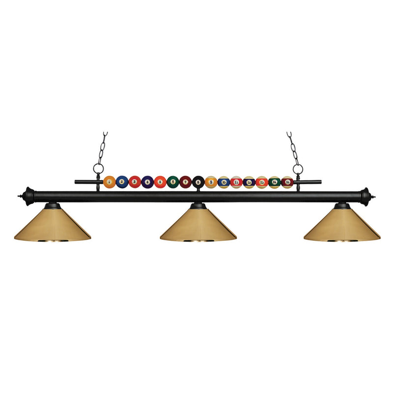 Z-Lite - 170MB-MPB - Three Light Billiard - Shark - Matte Black