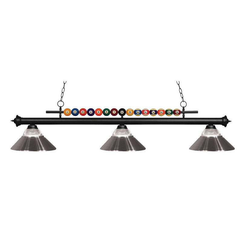 Z-Lite - 170MB-RBN - Three Light Billiard - Shark - Matte Black