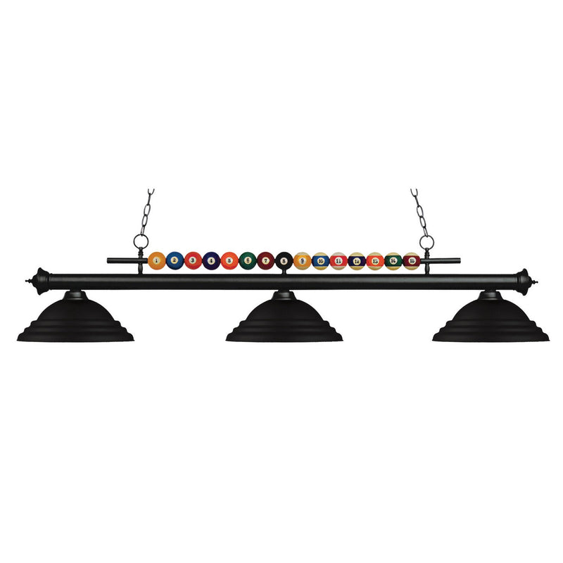 Z-Lite - 170MB-SMB - Three Light Billiard - Shark - Matte Black
