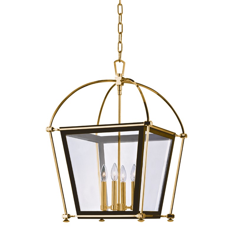 Hudson Valley - 3618-AGB - Four Light Lantern - Hollis - Aged Brass
