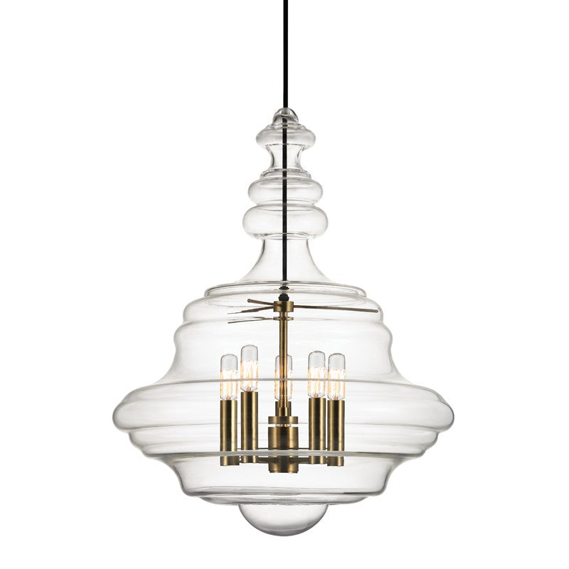 Hudson Valley - 4020-AGB - Five Light Lantern - Washington - Aged Brass