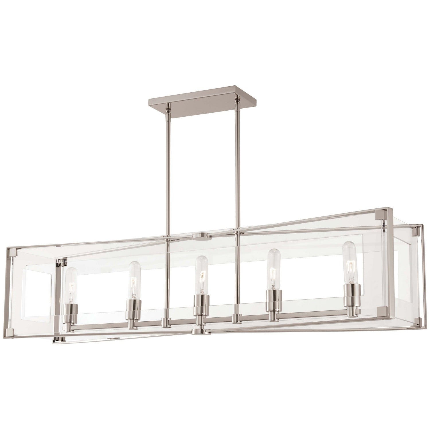 George Kovacs - P1405-613 - Five Light Island Pendant - Crystal Clear - Polished Nickel