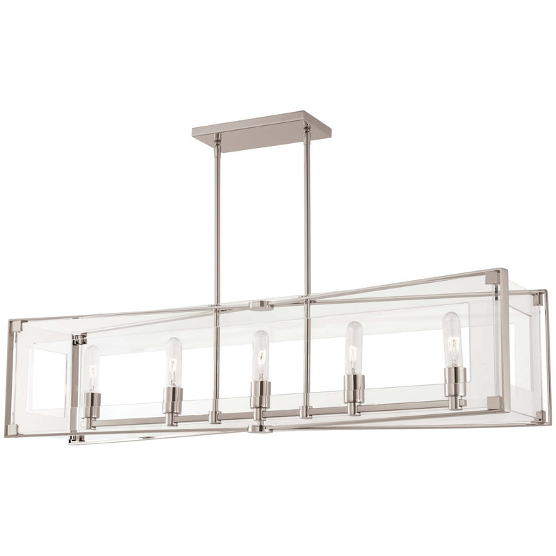 George Kovacs - P1405-613 - Five Light Island Pendant - Crystal Clear - Polished Nickel