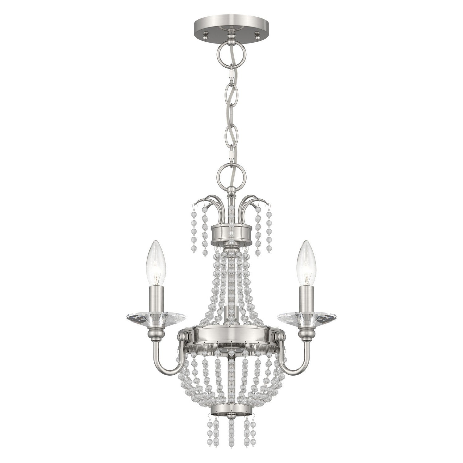 Livex Lighting - 51843-91 - Three Light Mini Chandelier/Ceiling Mount - Valentina - Brushed Nickel