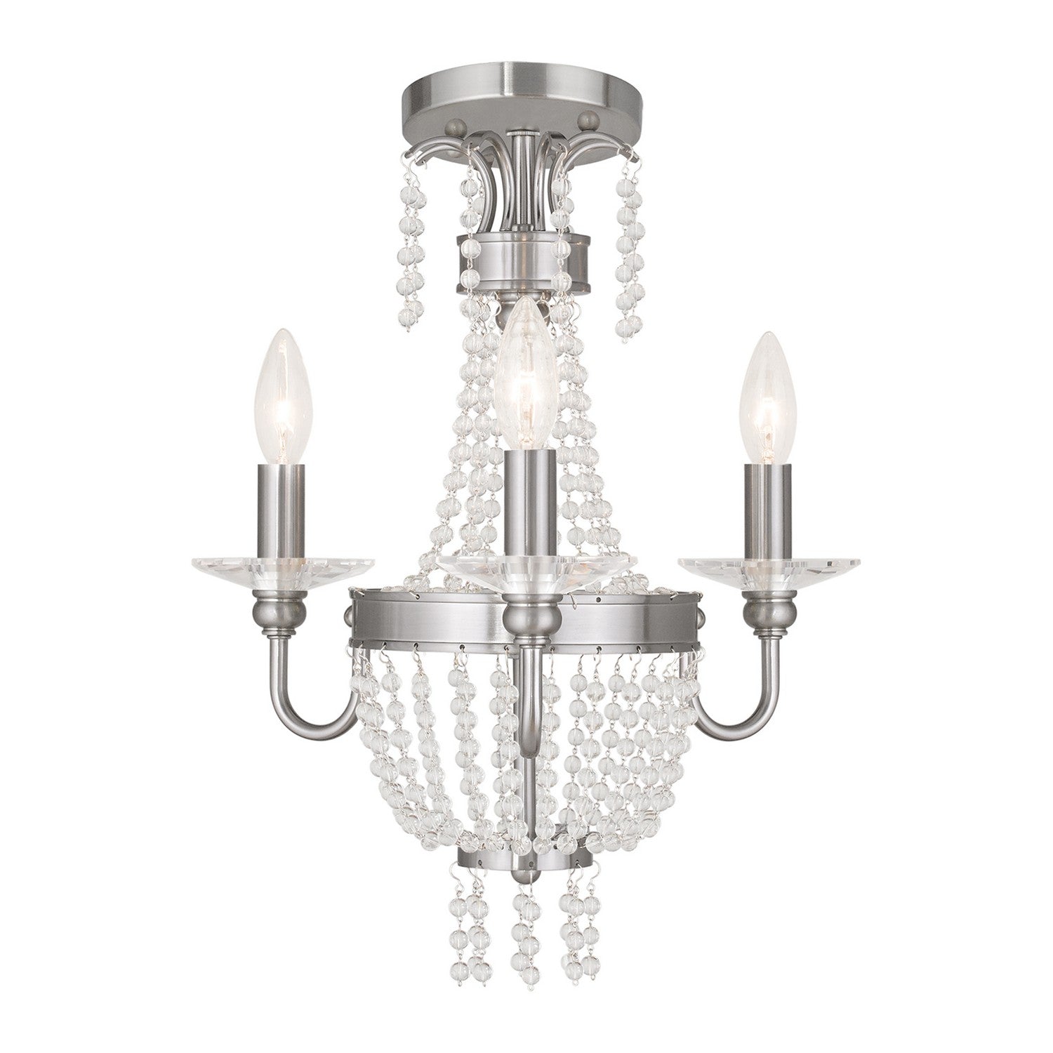 Livex Lighting - 51843-91 - Three Light Mini Chandelier/Ceiling Mount - Valentina - Brushed Nickel