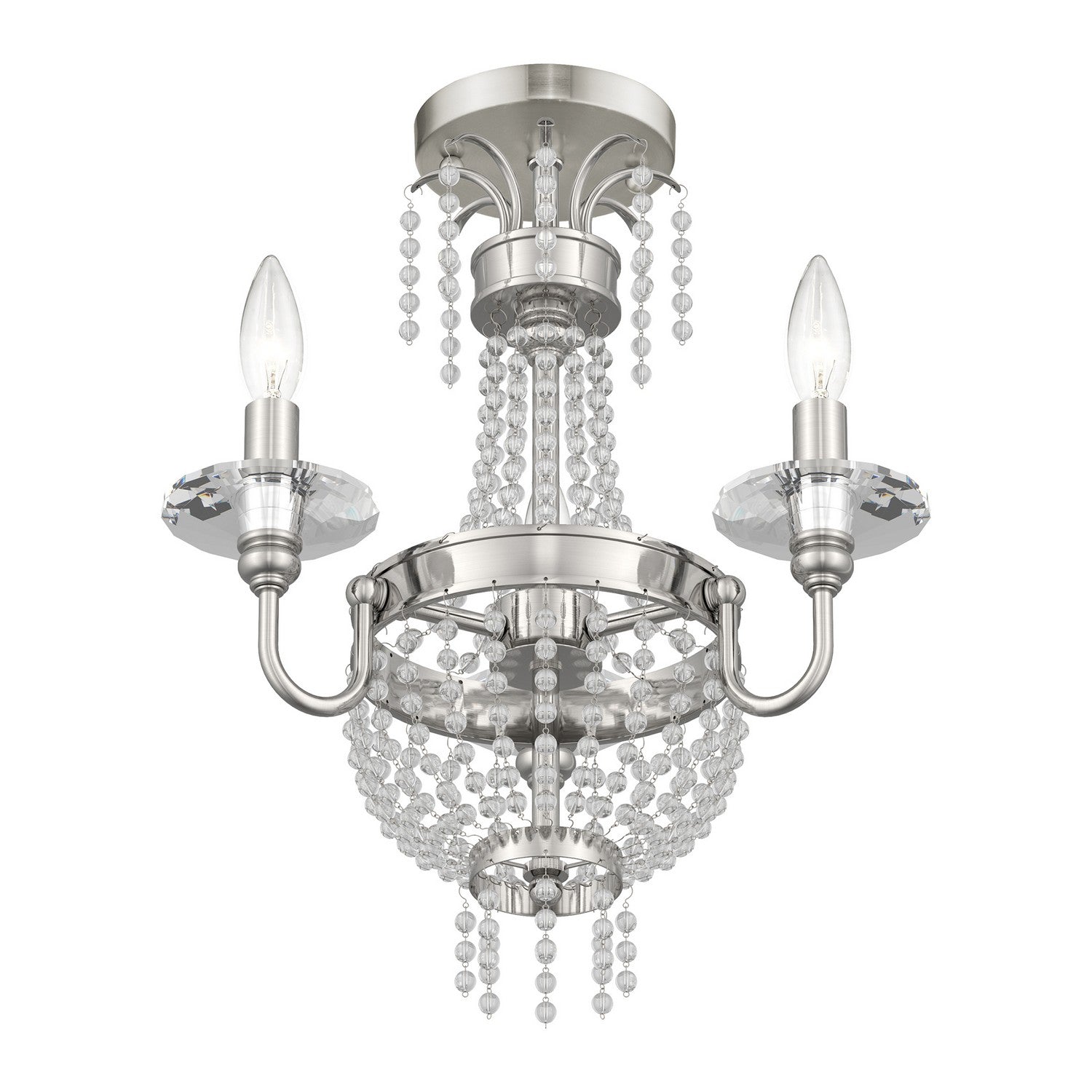 Livex Lighting - 51843-91 - Three Light Mini Chandelier/Ceiling Mount - Valentina - Brushed Nickel