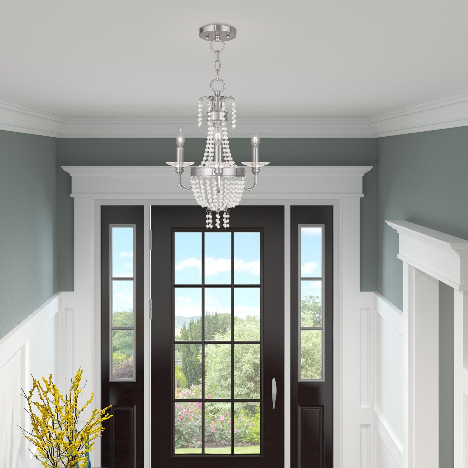 Livex Lighting - 51843-91 - Three Light Mini Chandelier/Ceiling Mount - Valentina - Brushed Nickel