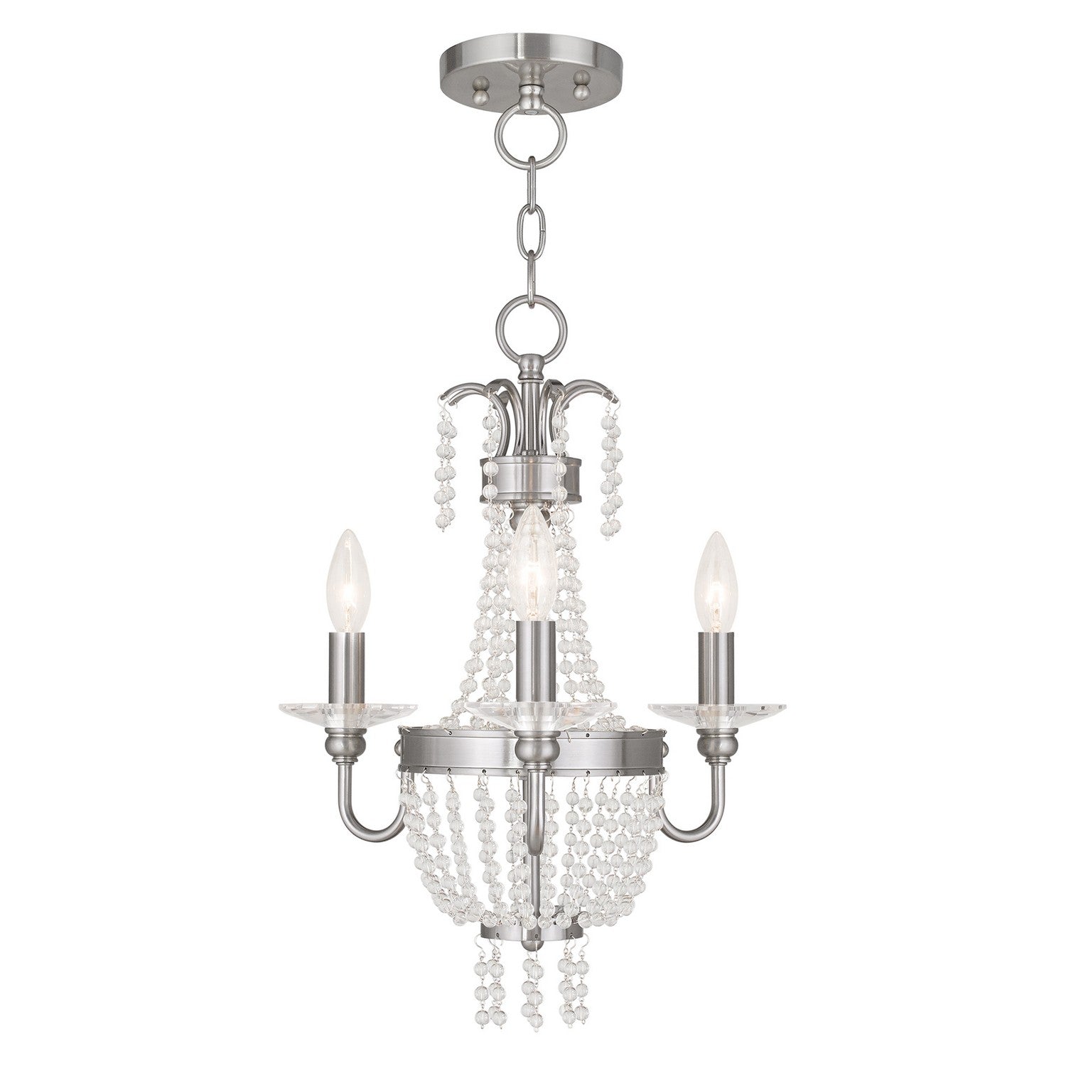 Livex Lighting - 51843-91 - Three Light Mini Chandelier/Ceiling Mount - Valentina - Brushed Nickel