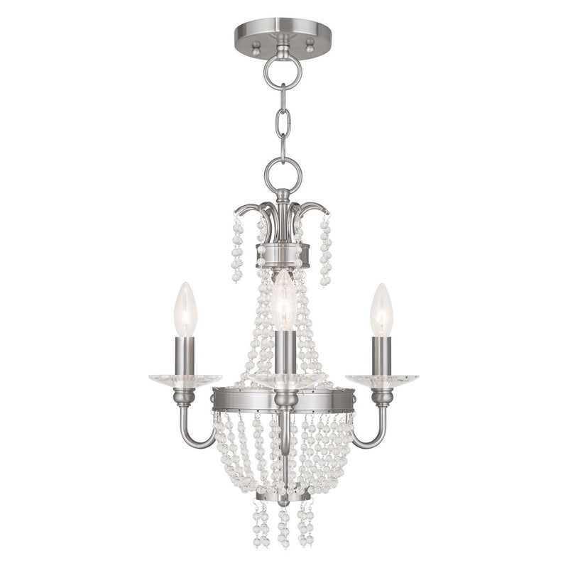 Livex Lighting - 51843-91 - Three Light Mini Chandelier/Ceiling Mount - Valentina - Brushed Nickel