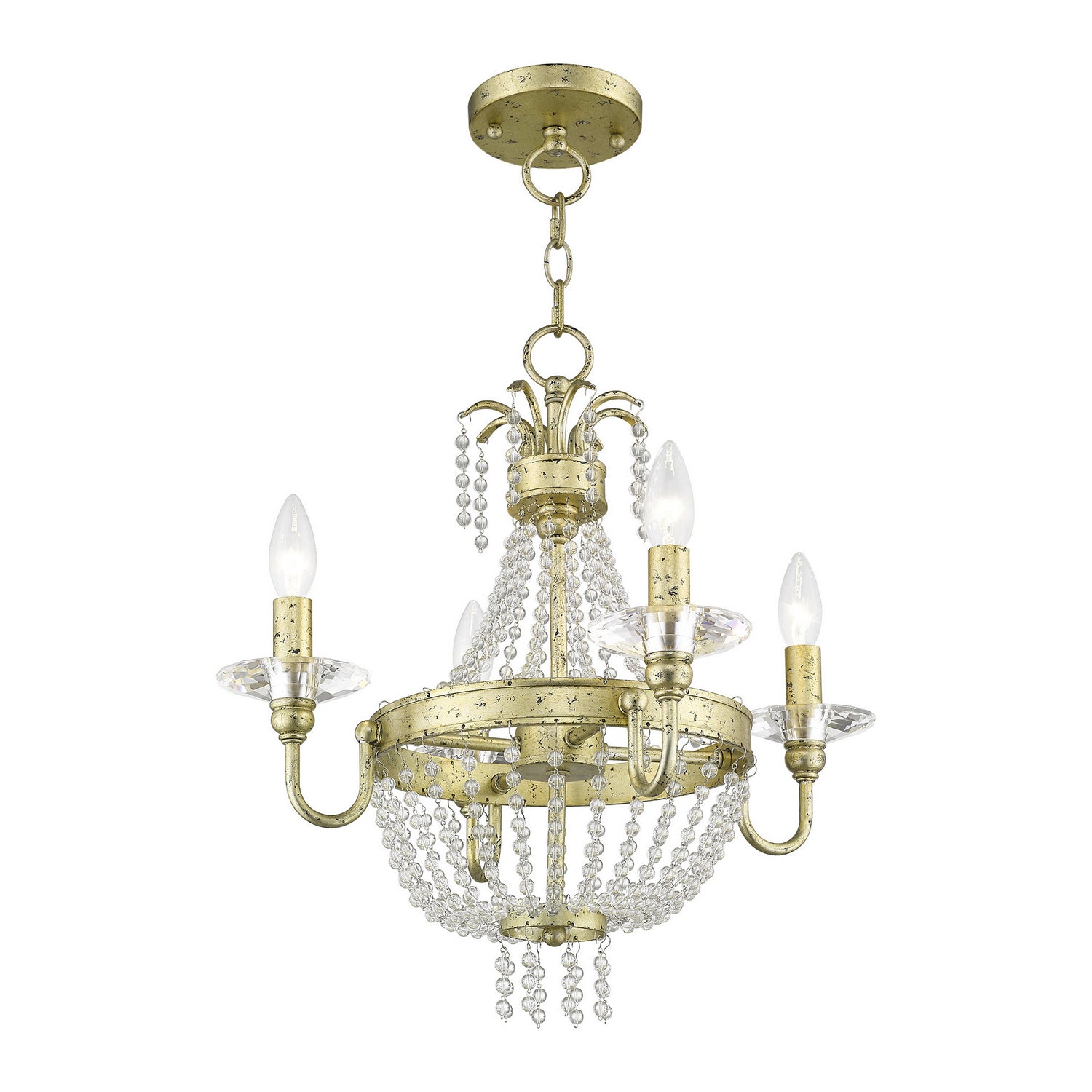 Livex Lighting - 51844-28 - Four Light Mini Chandelier/Ceiling Mount - Valentina - Hand Applied Winter Gold