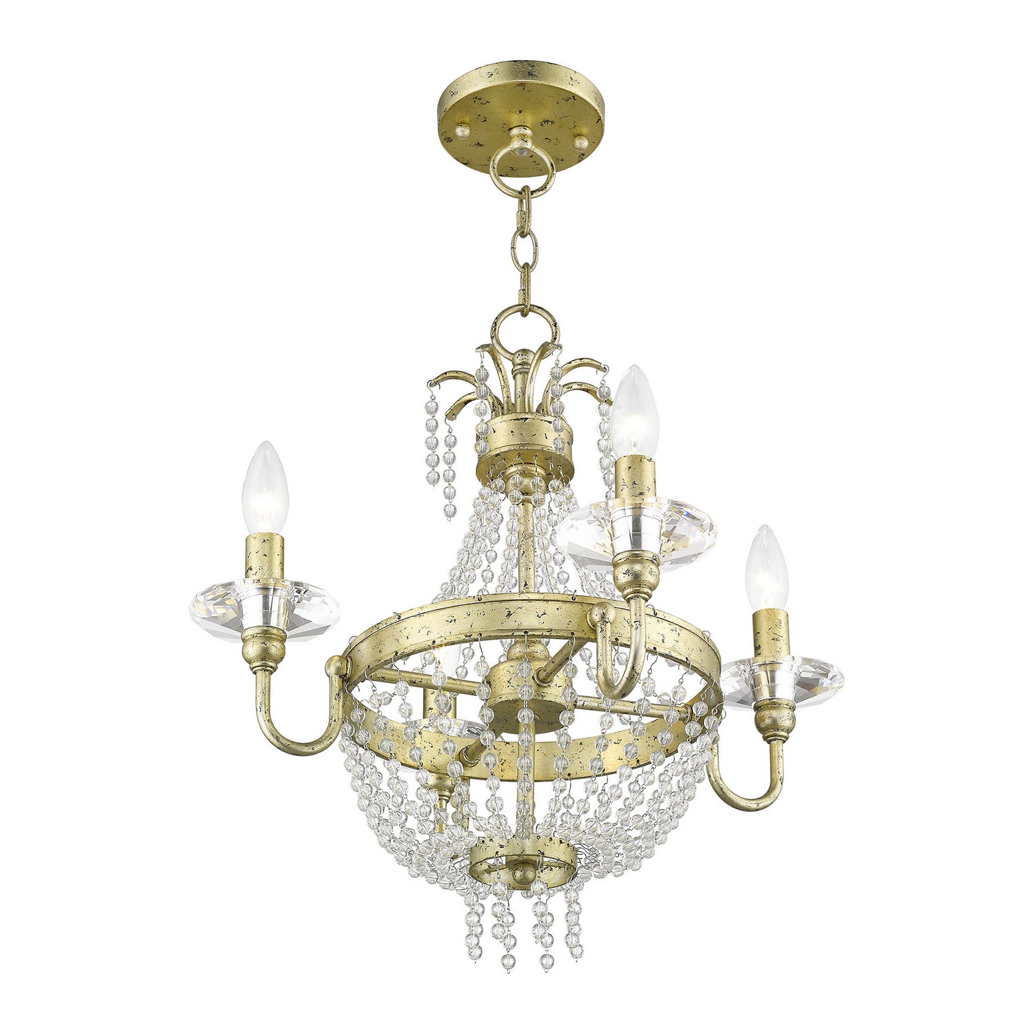 Livex Lighting - 51844-28 - Four Light Mini Chandelier/Ceiling Mount - Valentina - Hand Applied Winter Gold