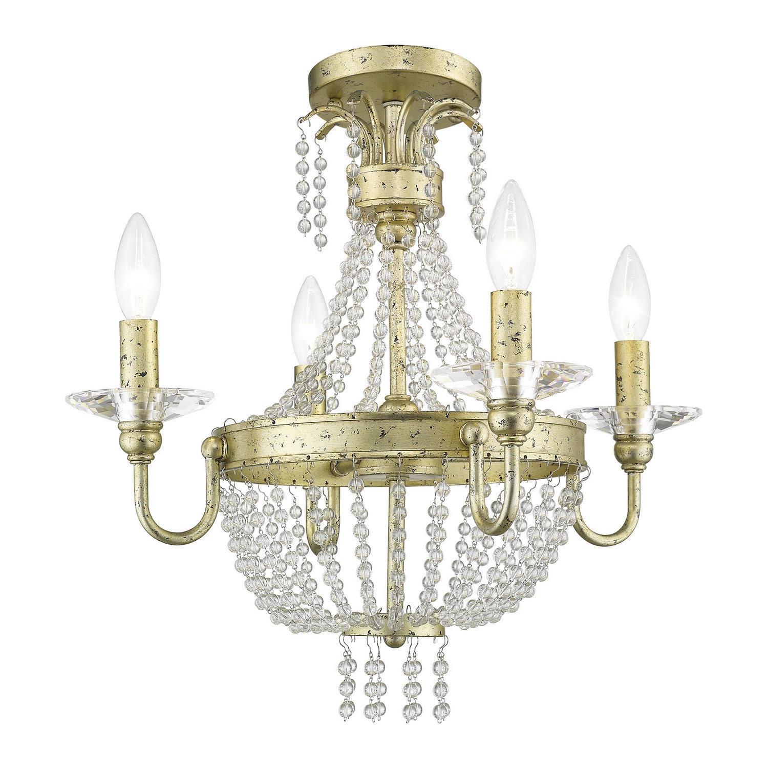 Livex Lighting - 51844-28 - Four Light Mini Chandelier/Ceiling Mount - Valentina - Hand Applied Winter Gold