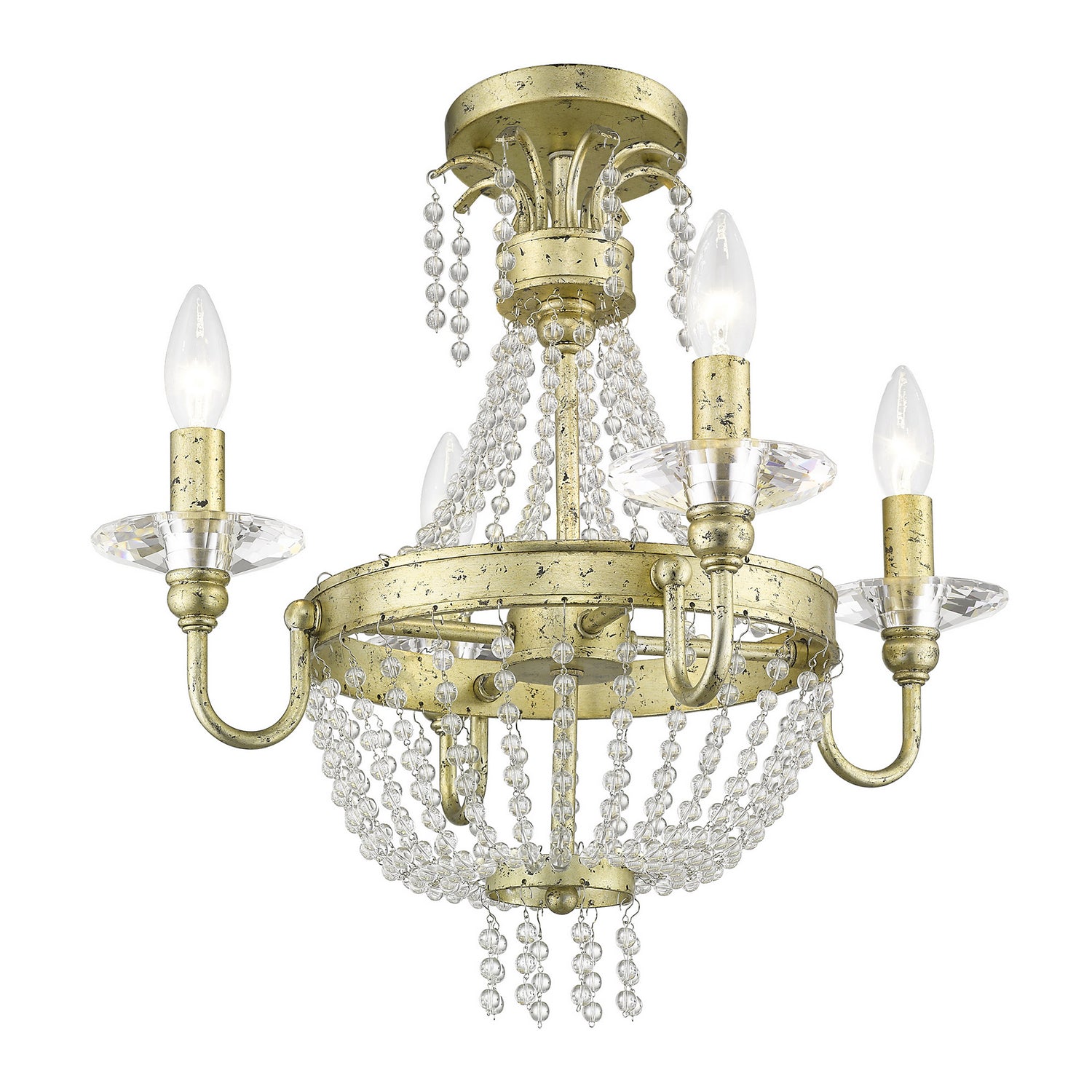 Livex Lighting - 51844-28 - Four Light Mini Chandelier/Ceiling Mount - Valentina - Hand Applied Winter Gold