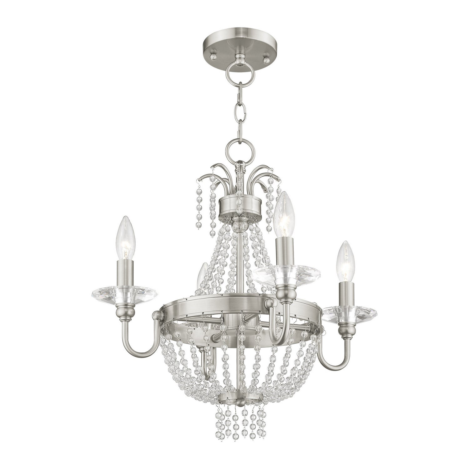 Livex Lighting - 51844-91 - Four Light Mini Chandelier/Ceiling Mount - Valentina - Brushed Nickel