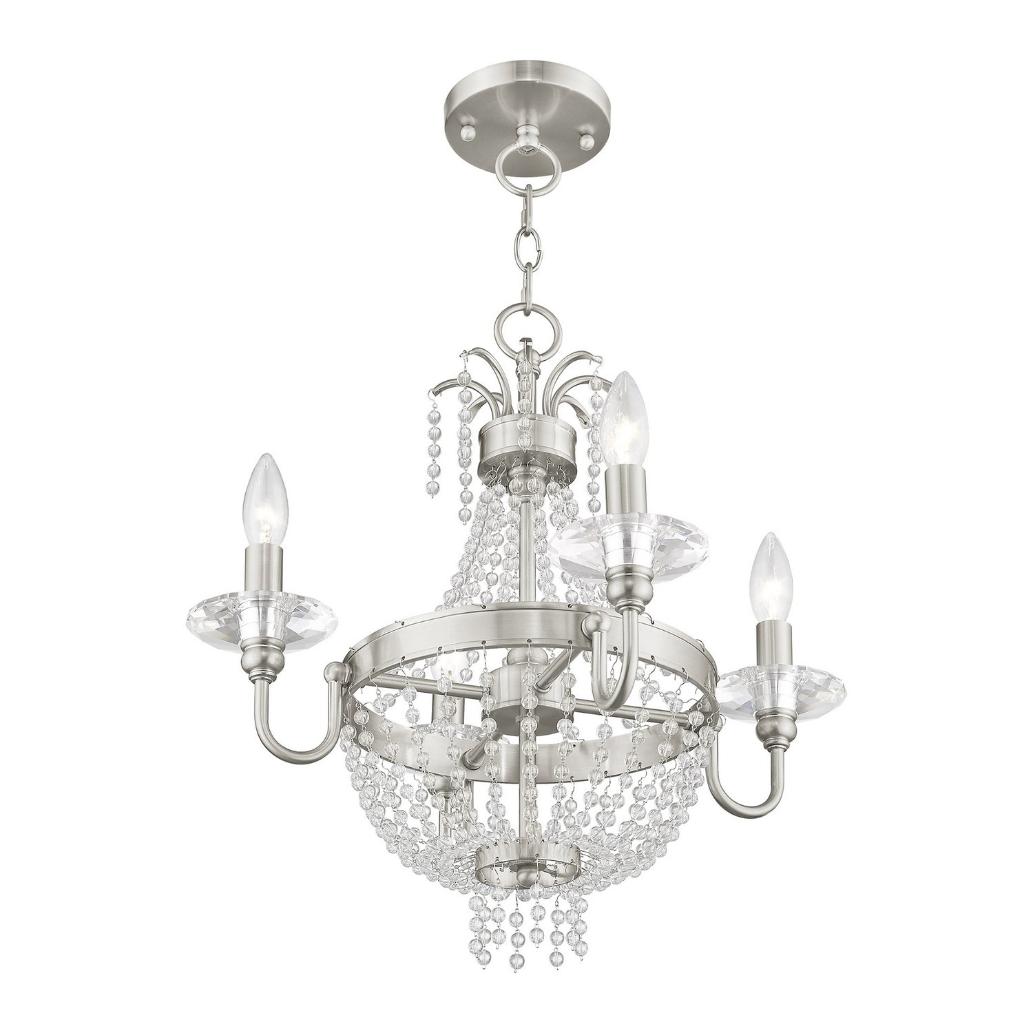 Livex Lighting - 51844-91 - Four Light Mini Chandelier/Ceiling Mount - Valentina - Brushed Nickel