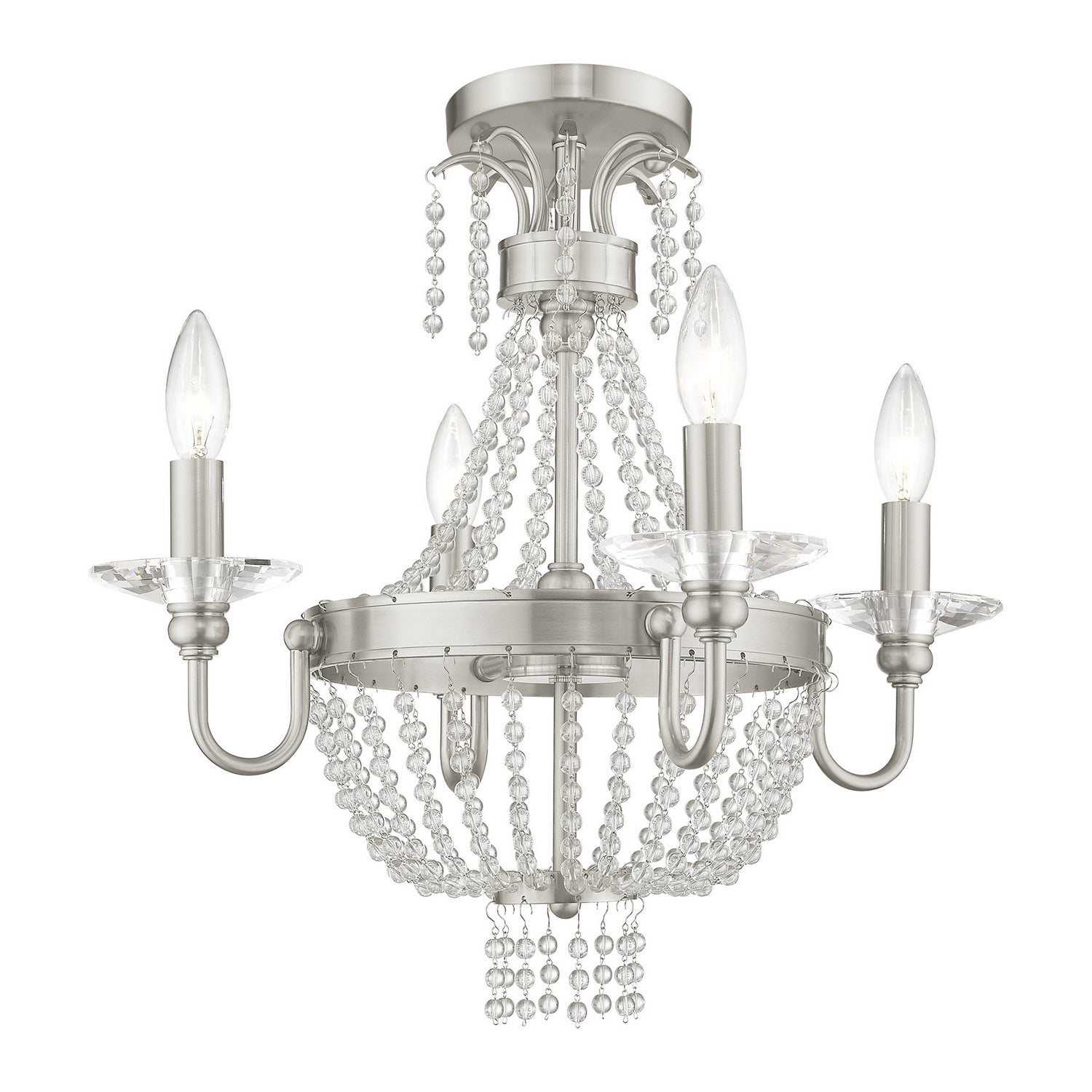 Livex Lighting - 51844-91 - Four Light Mini Chandelier/Ceiling Mount - Valentina - Brushed Nickel