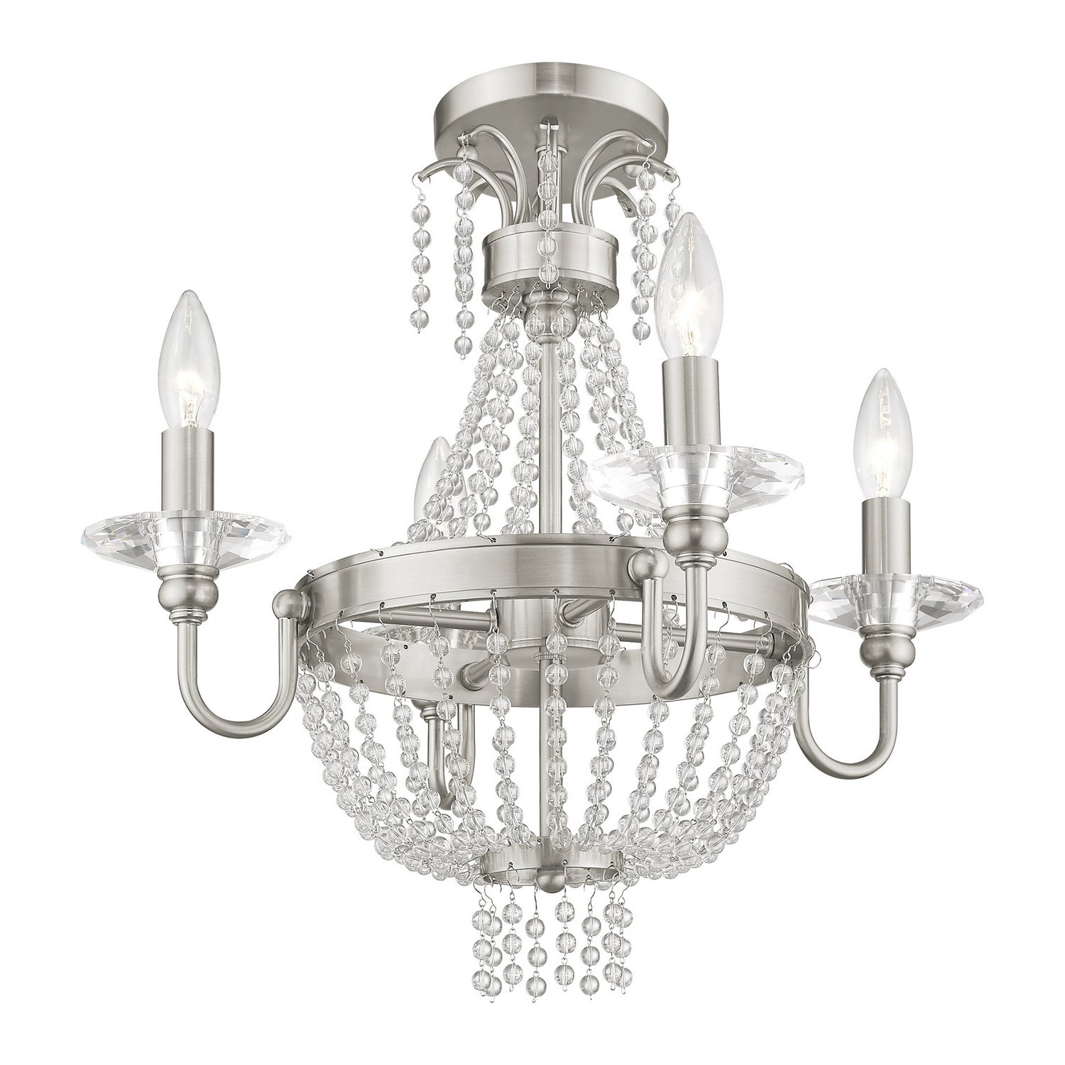 Livex Lighting - 51844-91 - Four Light Mini Chandelier/Ceiling Mount - Valentina - Brushed Nickel