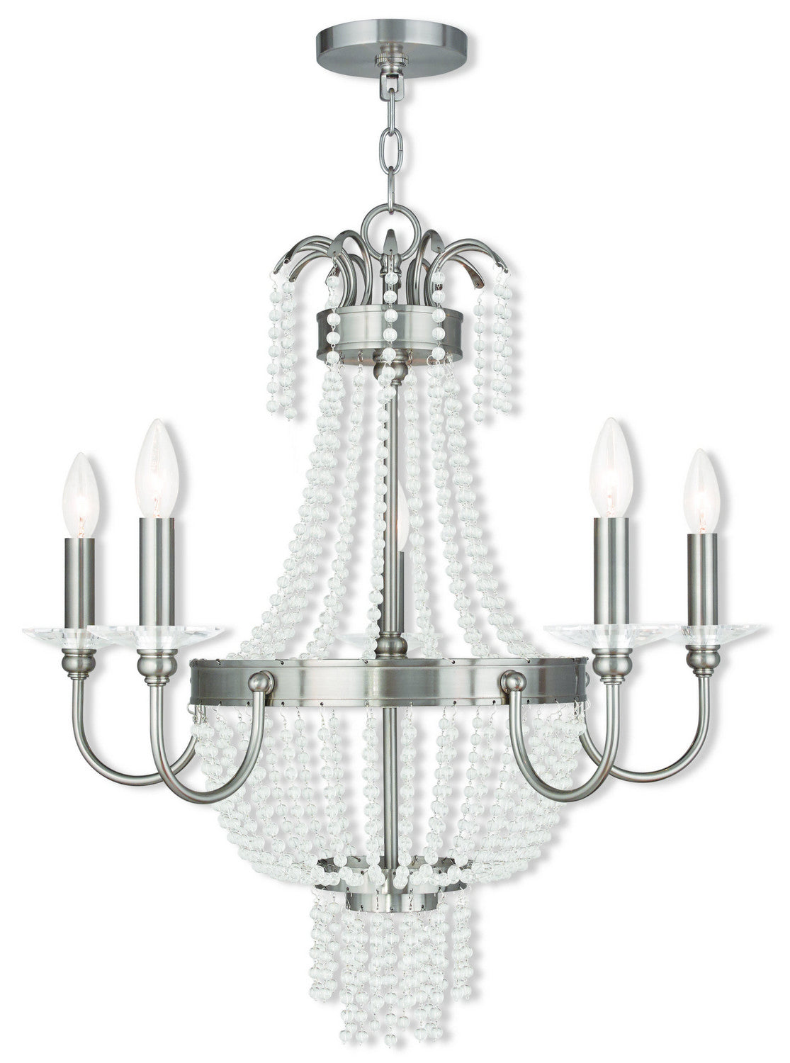 Livex Lighting - 51845-91 - Five Light Chandelier - Valentina - Brushed Nickel