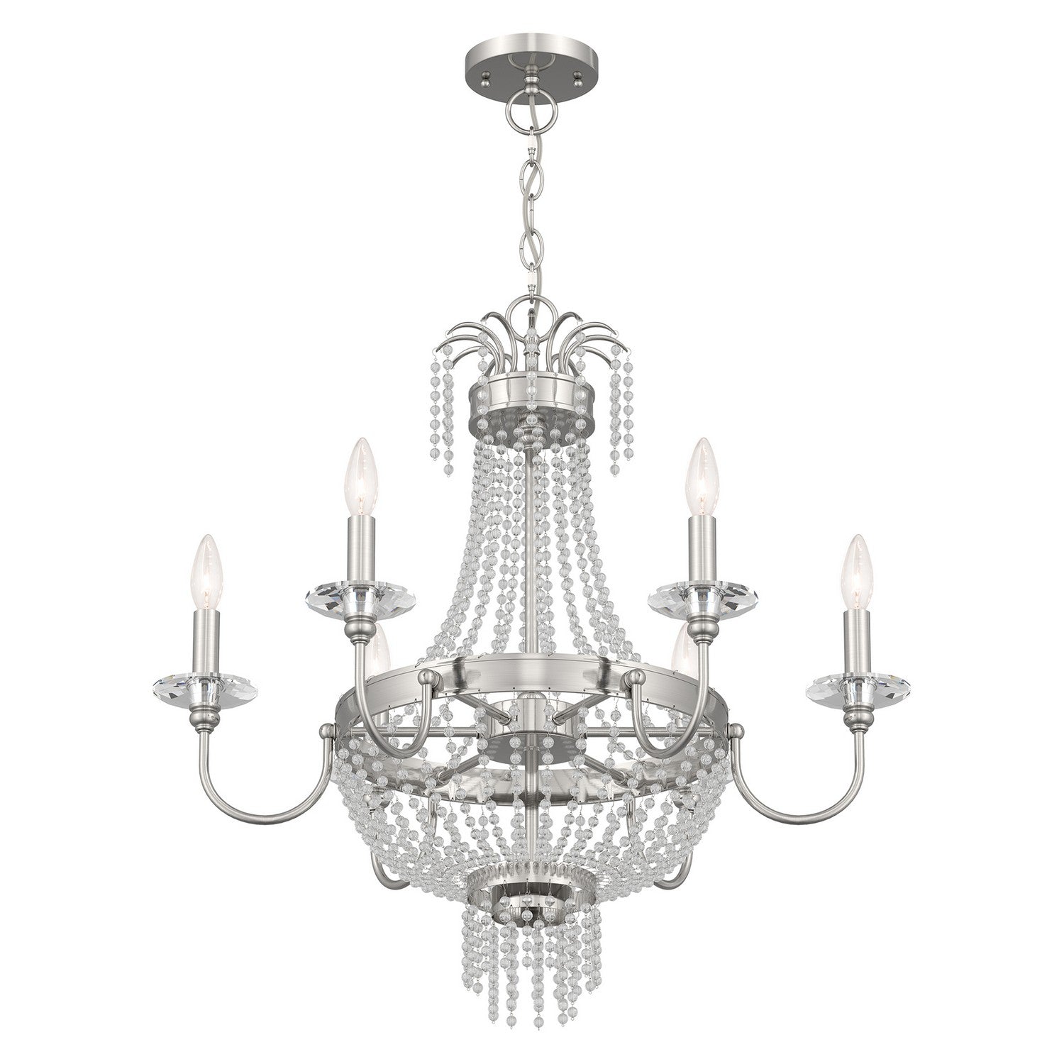 Livex Lighting - 51846-91 - Six Light Chandelier - Valentina - Brushed Nickel