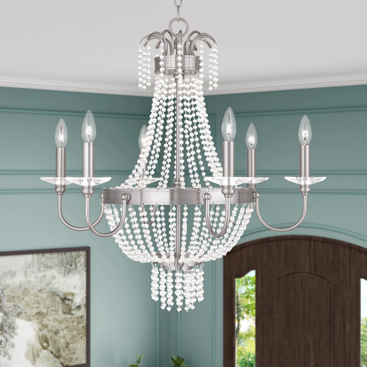 Livex Lighting - 51846-91 - Six Light Chandelier - Valentina - Brushed Nickel