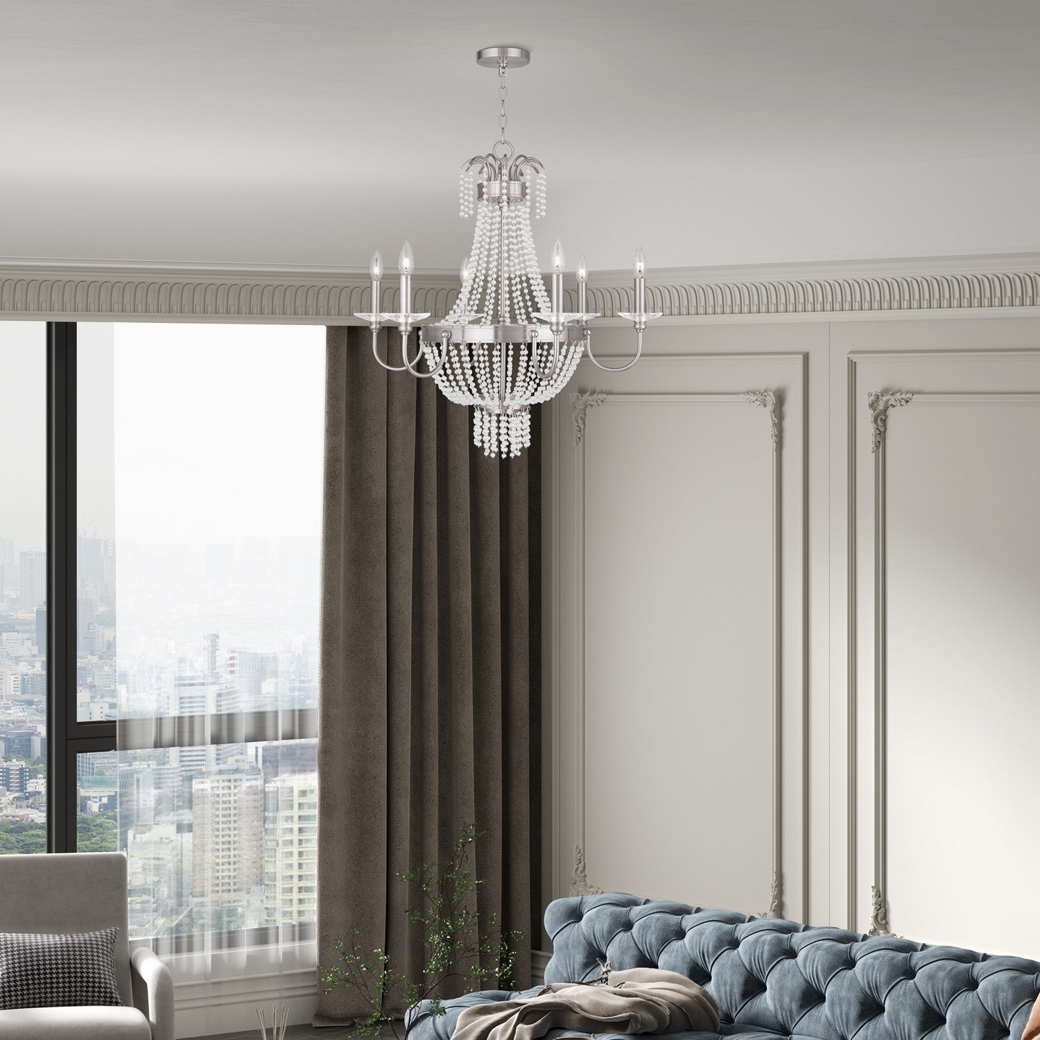 Livex Lighting - 51846-91 - Six Light Chandelier - Valentina - Brushed Nickel