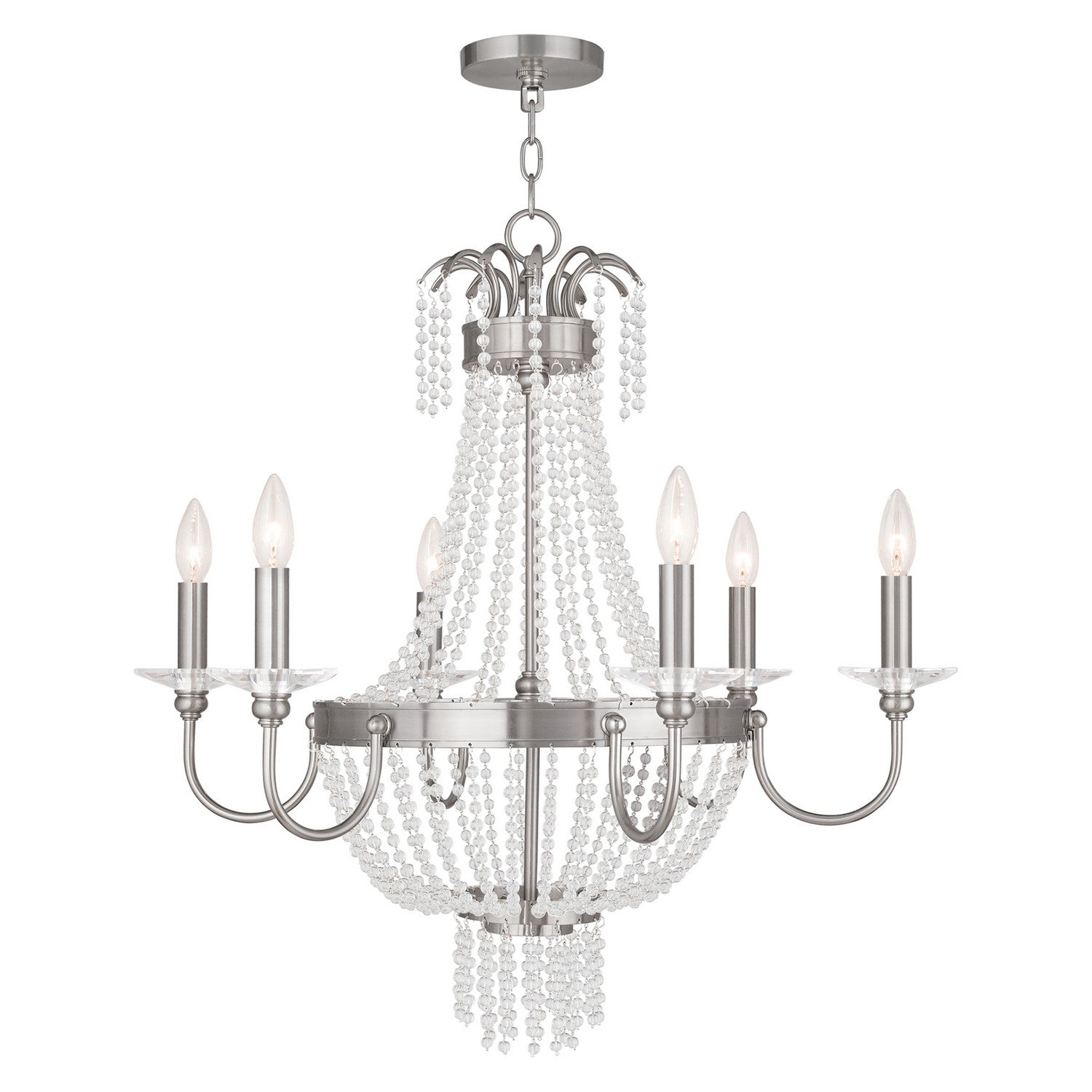 Livex Lighting - 51846-91 - Six Light Chandelier - Valentina - Brushed Nickel