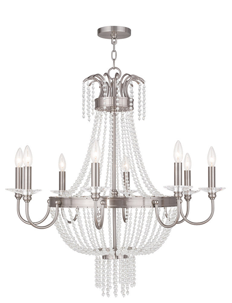 Livex Lighting - 51848-91 - Eight Light Chandelier - Valentina - Brushed Nickel