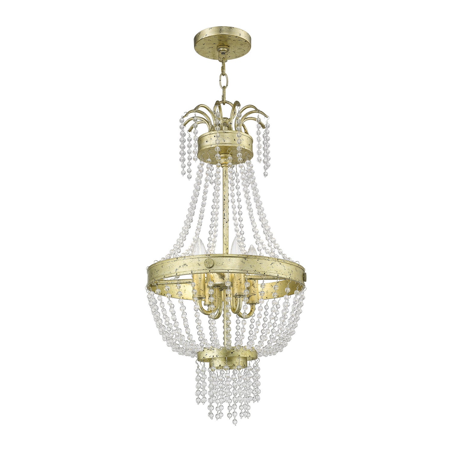 Livex Lighting - 51854-28 - Four Light Pendant - Valentina - Hand Applied Winter Gold