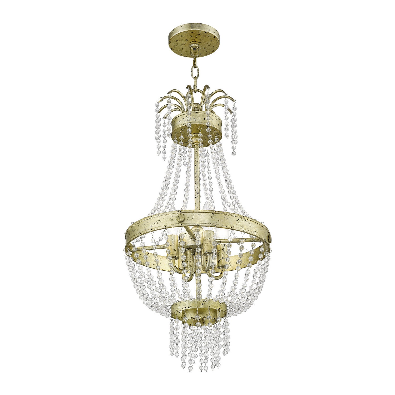 Livex Lighting - 51854-28 - Four Light Pendant - Valentina - Hand Applied Winter Gold