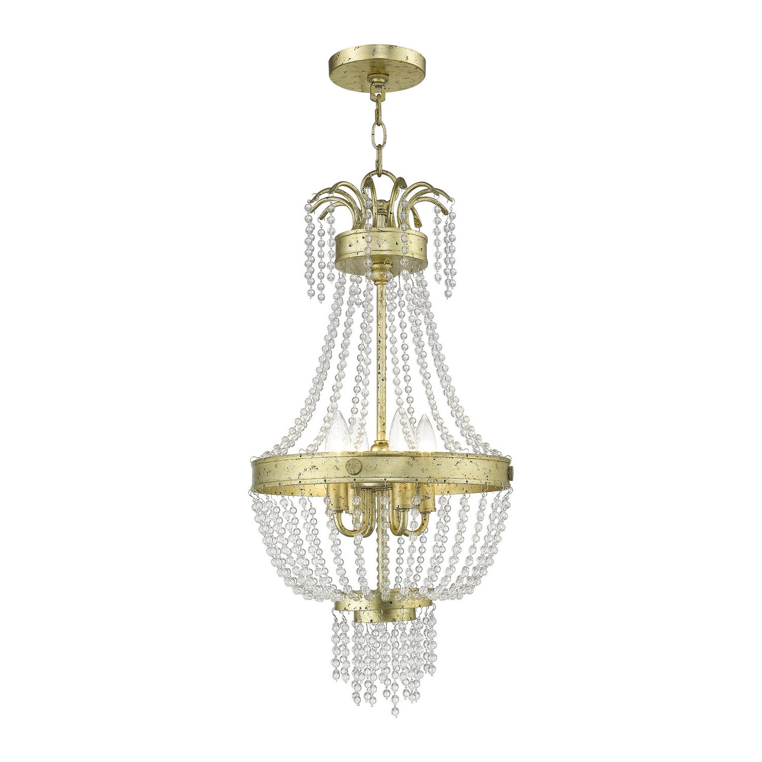 Livex Lighting - 51854-28 - Four Light Pendant - Valentina - Hand Applied Winter Gold