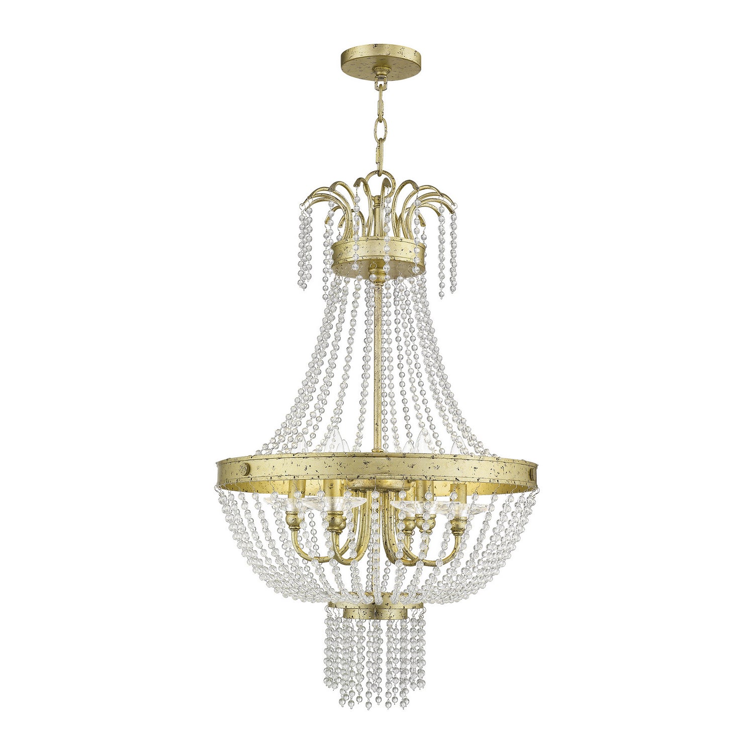 Livex Lighting - 51856-28 - Six Light Pendant - Valentina - Hand Applied Winter Gold
