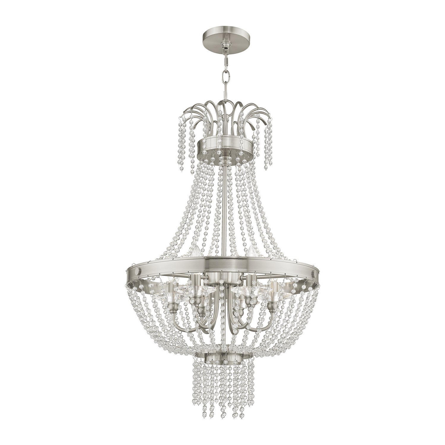 Livex Lighting - 51856-91 - Six Light Pendant - Valentina - Brushed Nickel