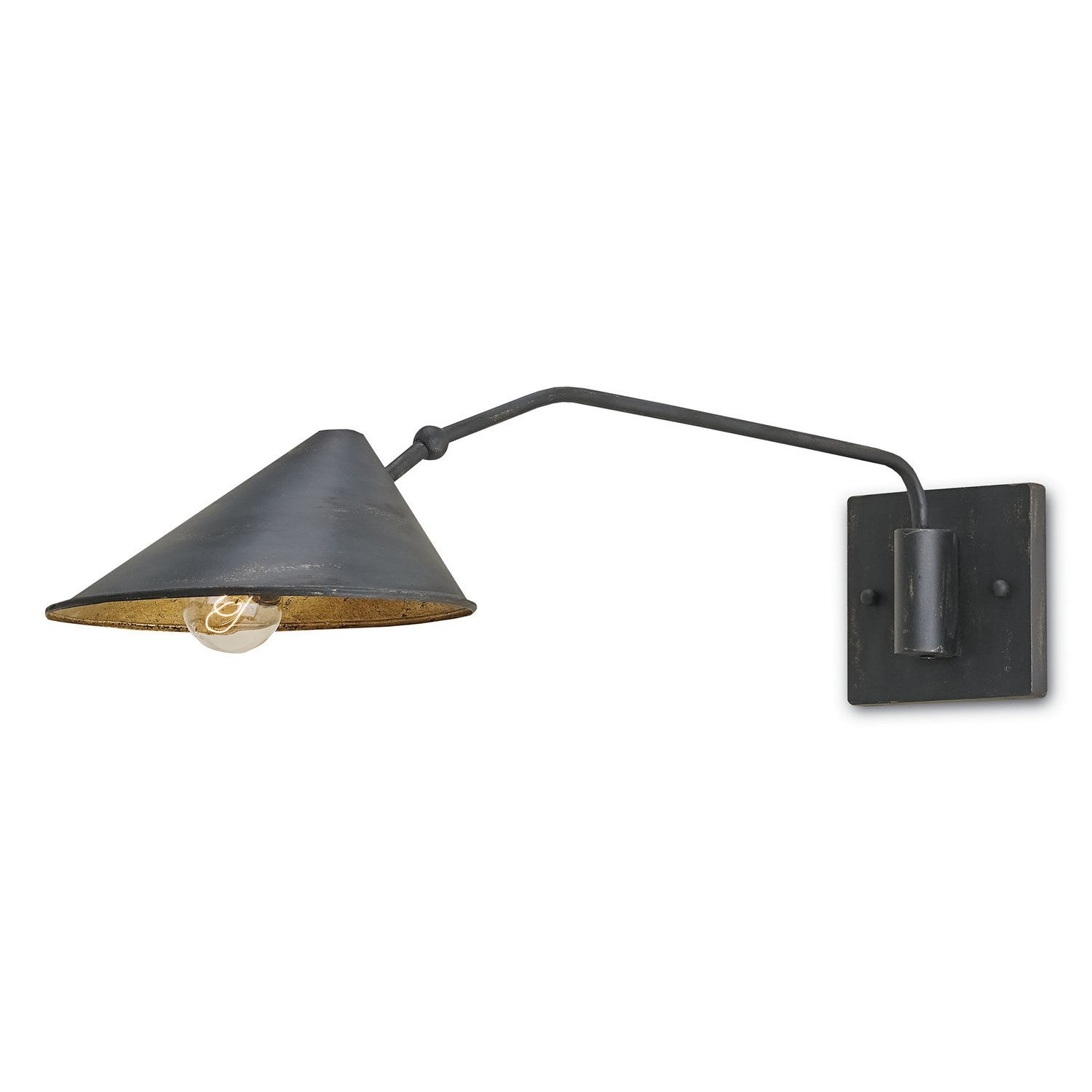 Currey and Company - 5177 - One Light Wall Sconce - Serpa Collection - French Black/Gold Leaf