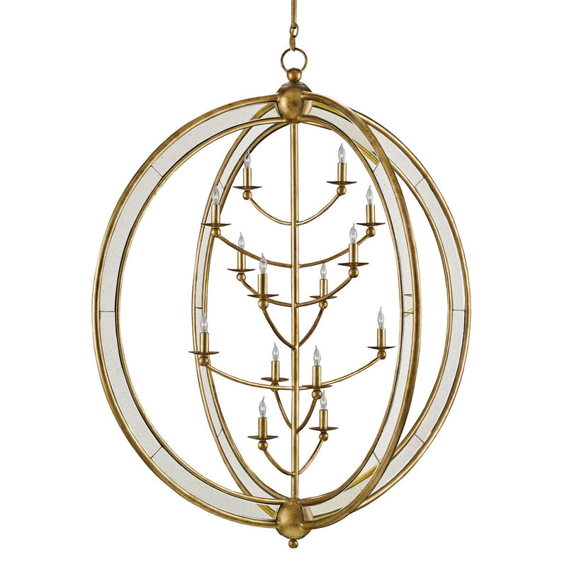 Currey and Company - 9236 - 14 Light Chandelier - Aphrodite Gold Orb Chandelier - Gold Granello/Antique Mirror