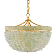 Currey and Company - 9251 - Three Light Pendant - Bayou Seaglass Pendant - Contemporary Gold Leaf/Seaglass