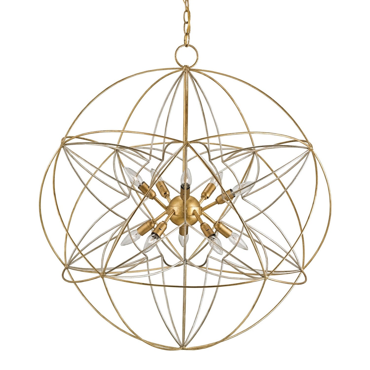 Currey and Company - 9840 - Ten Light Chandelier - Zenda Gold Orb Chandelier - Contemporary Gold Leaf/Contemporary Silver Leaf