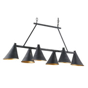 Currey and Company - 9841 - Six Light Chandelier - Culpepper Black Rectangular Chandelier - French Black/Contemporary Gold Leaf
