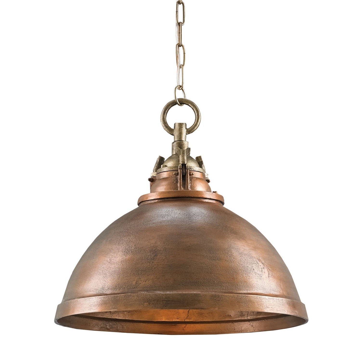 Currey and Company - 9857 - One Light Pendant - Admiral Pendant - Copper/Antique Brass