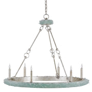 Currey and Company - 9870 - Six Light Chandelier - Tidewater Silver Chandelier - Silver Granello/Seaglass