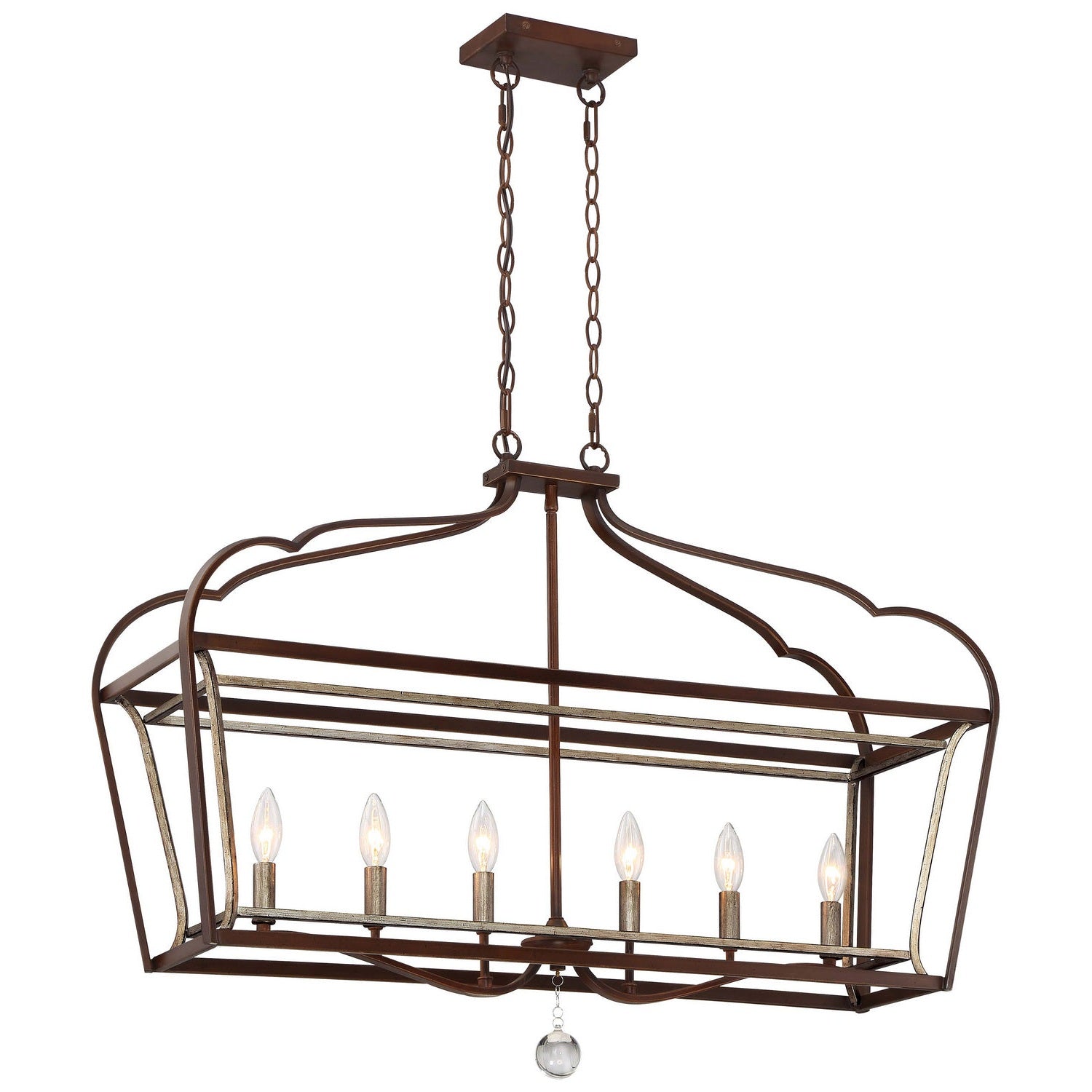 Minka-Lavery - 4346-593 - Six Light Island Pendant - Astrapia - Dark Rubbed Sienna With Aged Silver