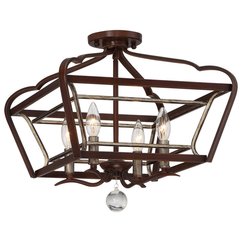 Minka-Lavery - 4347-593 - Four Light Semi Flush Mount - Astrapia - Dark Rubbed Sienna With Aged Silver