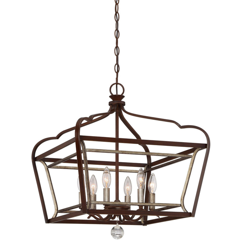 Minka-Lavery - 4348-593 - Six Light Pendant - Astrapia - Dark Rubbed Sienna With Aged Silver