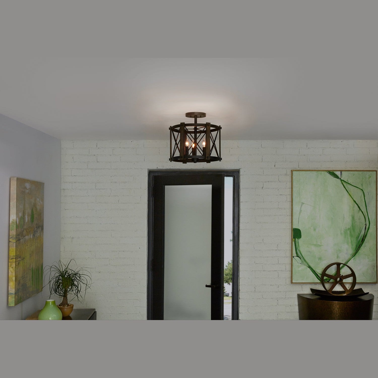 Quoizel - BRO1715MK - Three Light Semi-Flush Mount - Baron - Marcado Black