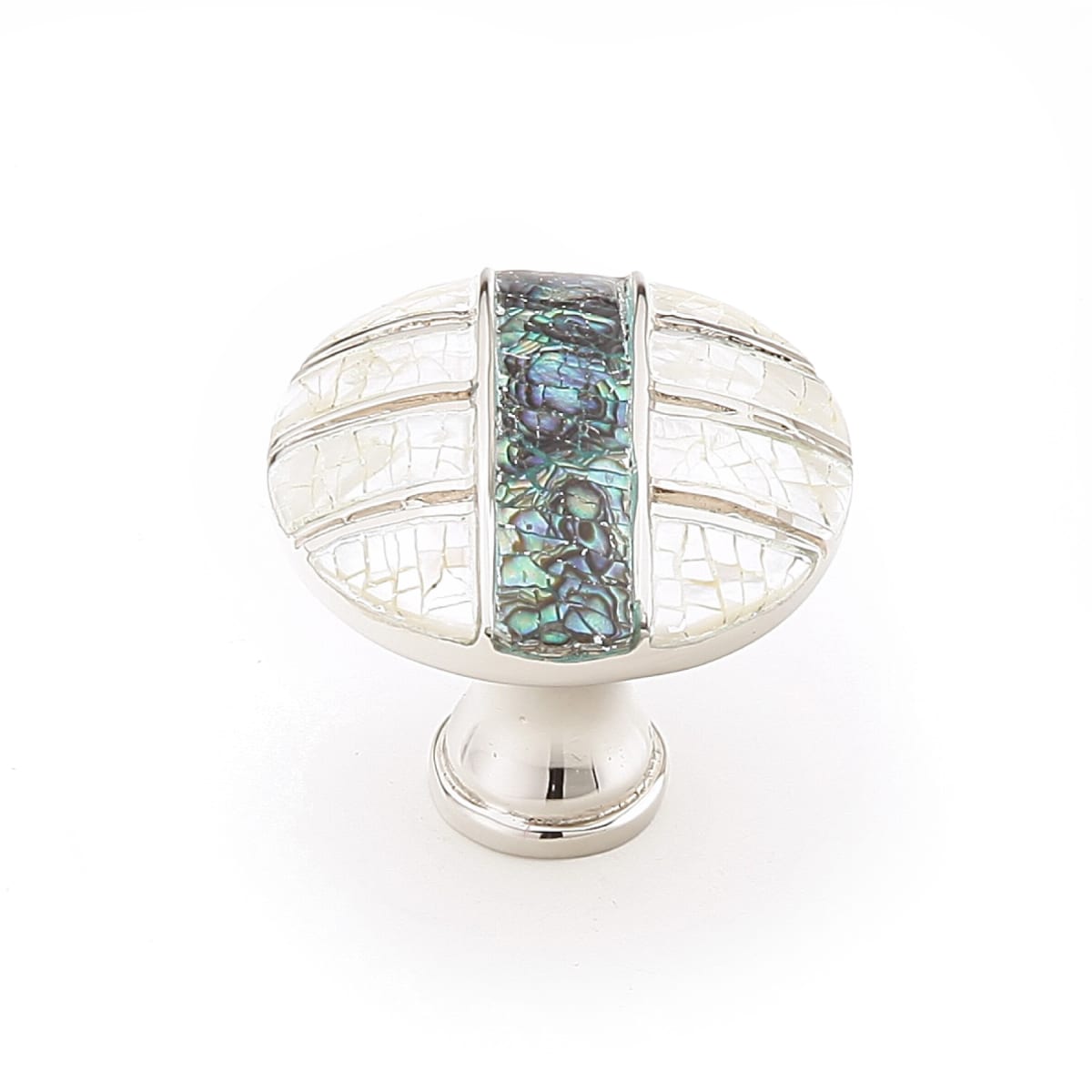 Fair Isle 1-3/8" Designer Mediterranean Coastal Luxury Round Solid Brass Cabinet Knob with Shell Inlays
