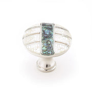 Fair Isle 1-3/8" Designer Mediterranean Coastal Luxury Round Solid Brass Cabinet Knob with Shell Inlays